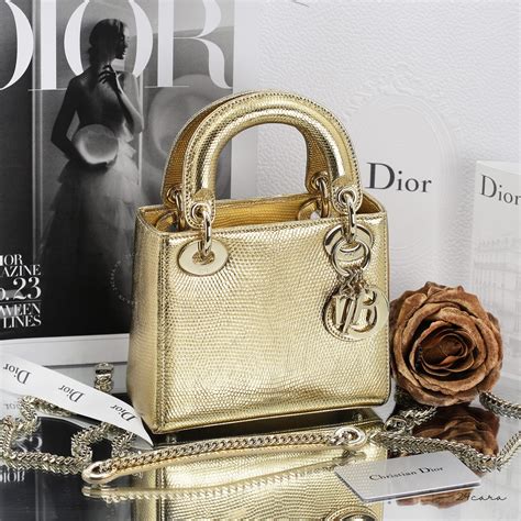 mini lady dior metallic gold|Mini Dior Or Lady Dior Bag Gold.